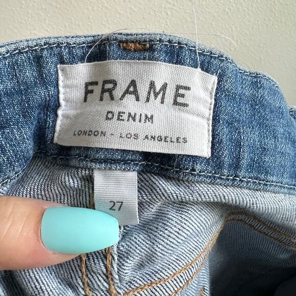 Frame Le Crop Mini Boot Women's 27 Mid Rise Stretch Medium Wash Distressed - Picture 5 of 7